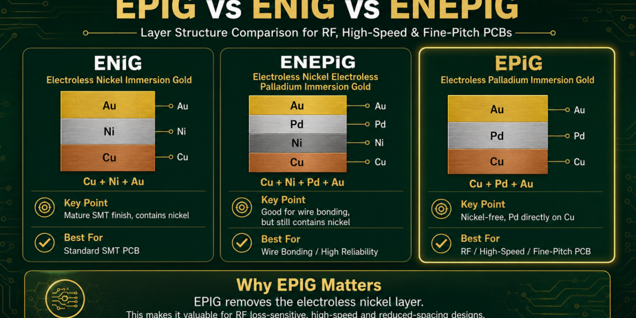 EPIG vs ENIG vs ENEPIG for RF, microwave, high-speed and fine-pitch PCB designs