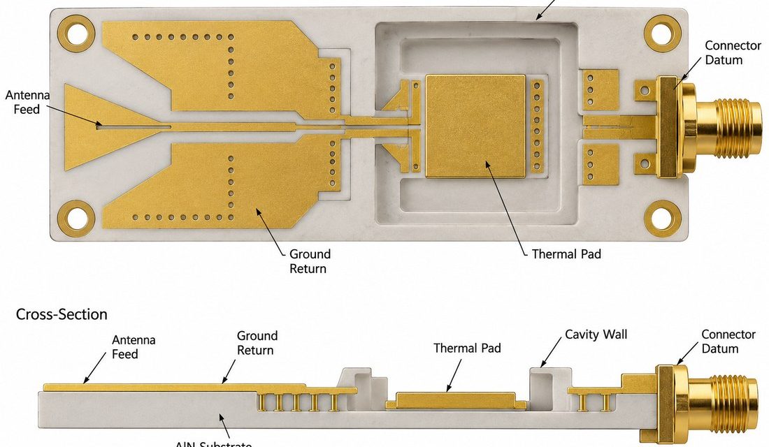 Aluminum Nitride PCB for mmWave Sensor Carriers: Geometry, Return Paths, and Thermal Margins
