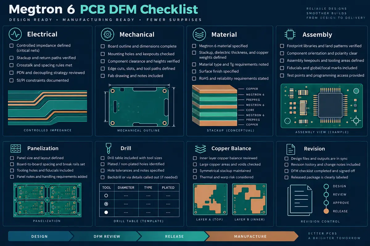 Megtron 6 DFM inspection checklist Megtron 6 PCB