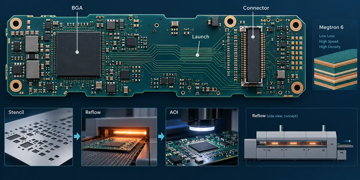 Megtron 6 PCB reflow assembly layout Megtron 6 PCB