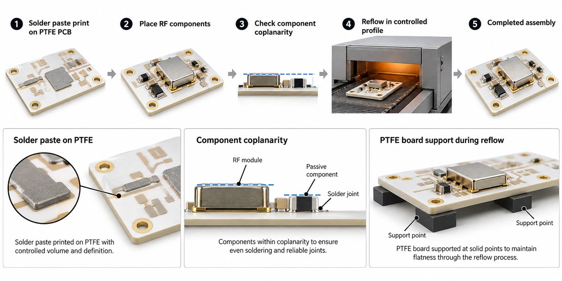 Ptfe Pcb Assembly Reflow PTFE PCB