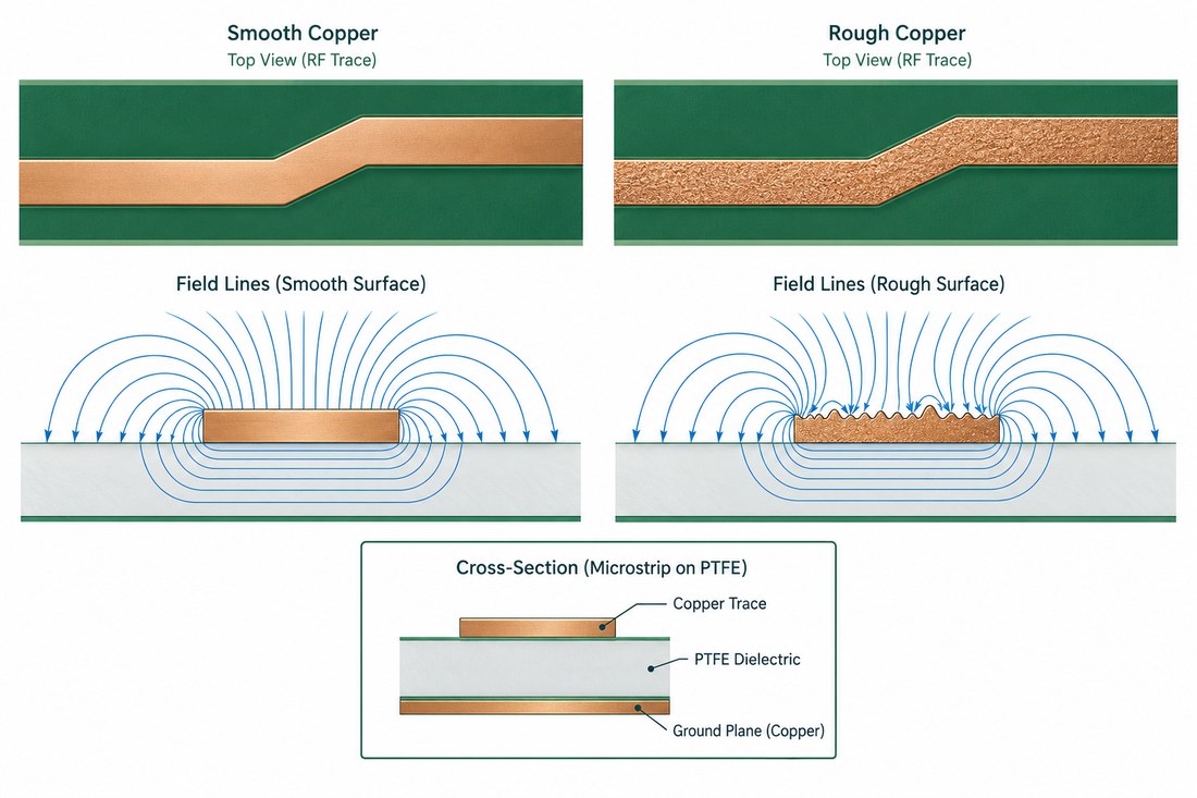 Copper roughness comparison PTFE PCB