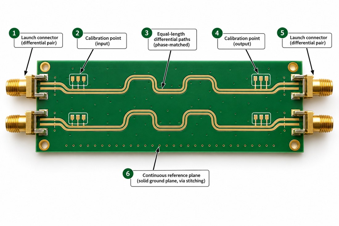 Wideband phase coupon PTFE PCB