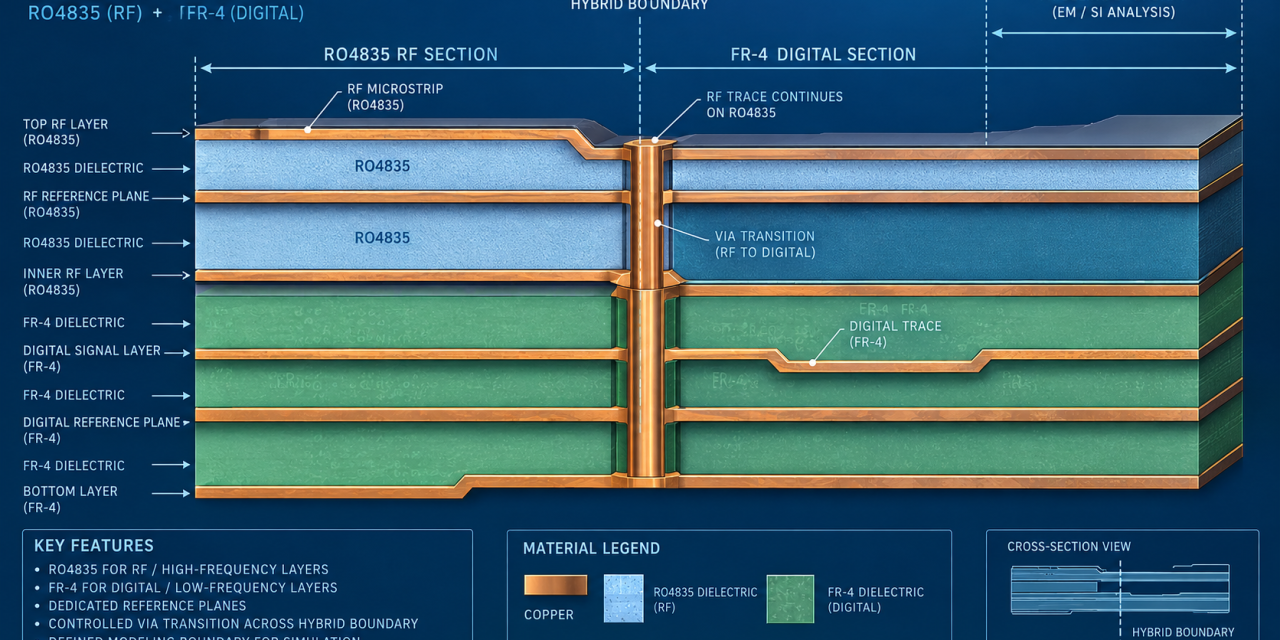 RO4835 PCB Hybrid Stackup: Integrating RF Laminate with FR-4 Digital Layers