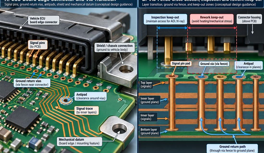 Connector and Via Transitions That Keep an Automotive Electronics PCB Predictable