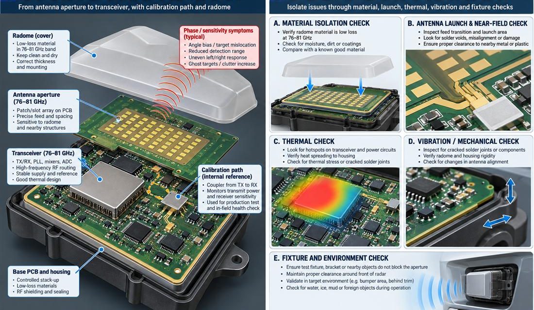 Diagnosing Phase and Sensitivity Loss in an Automotive Radar Sensor PCB