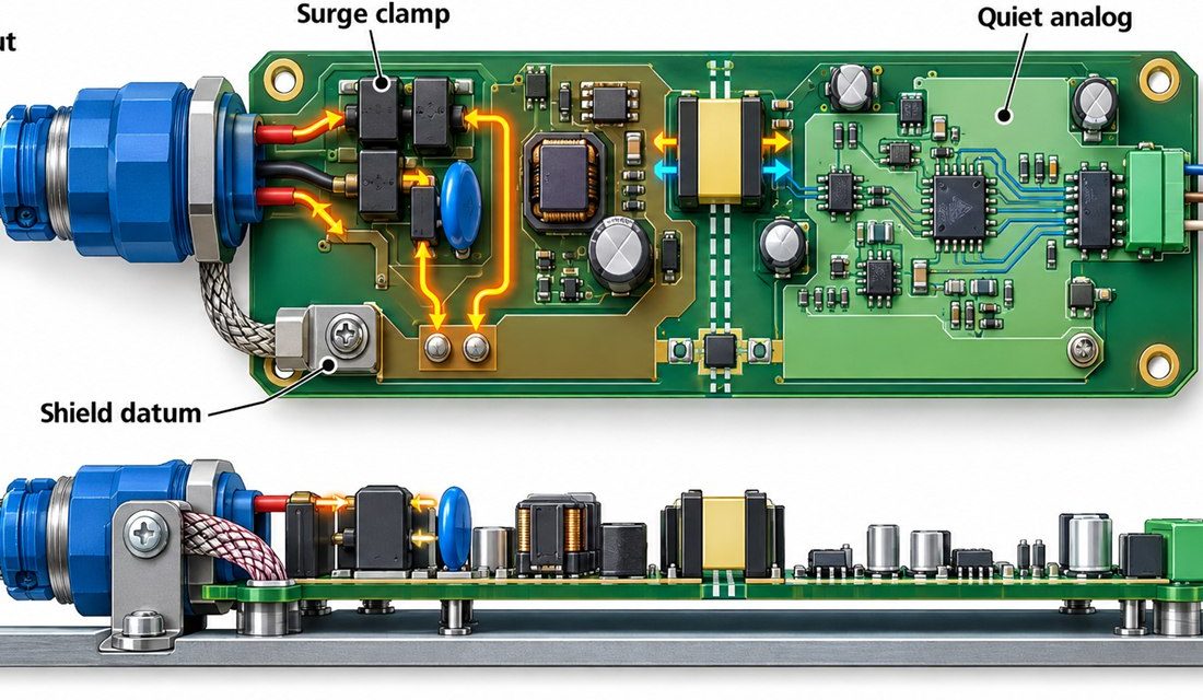 How an Industrial IoT PCB Tames 24 V Field Noise