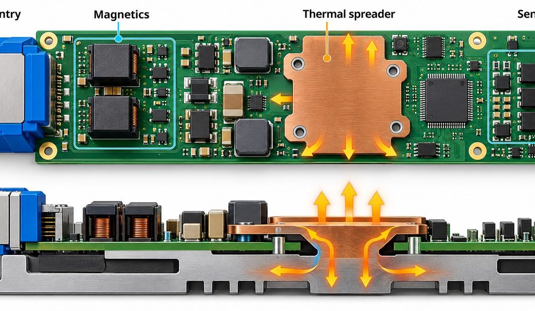 Industrial IoT PCB PoE: Managing Magnetics and Sensor Heat