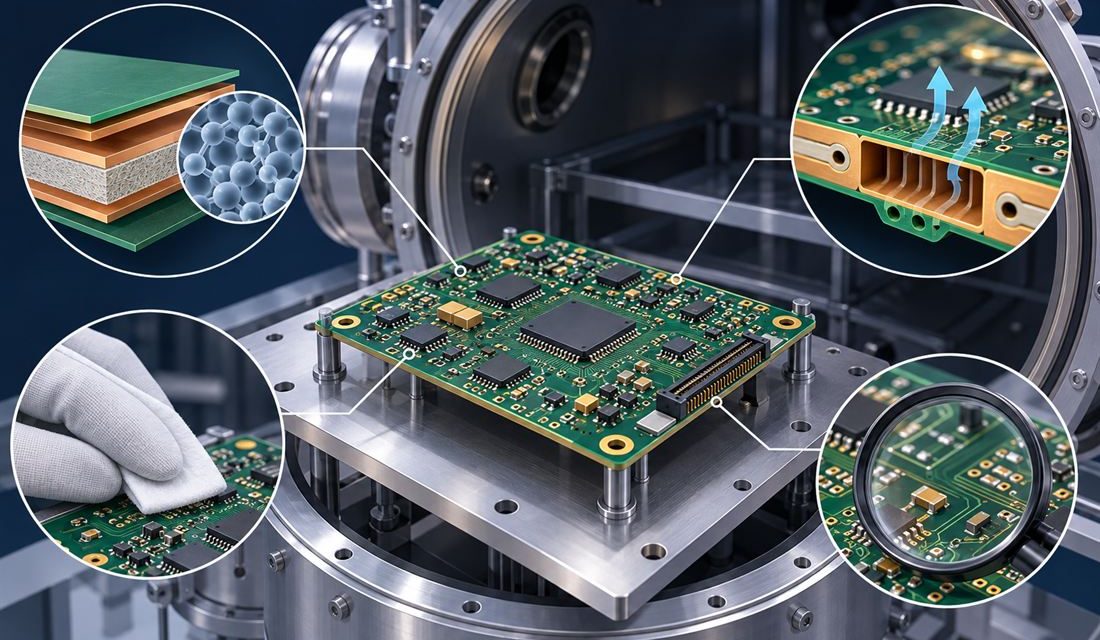Satellite PCB Vacuum Reliability: Manage Outgassing, Cleanliness, and Material Controls